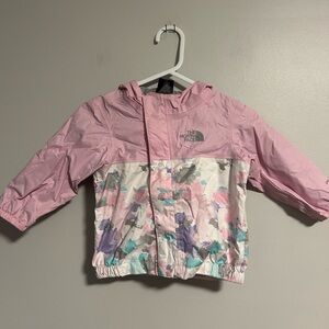 The North Face 6/12m Pink zip up hooded unlined rain jacket